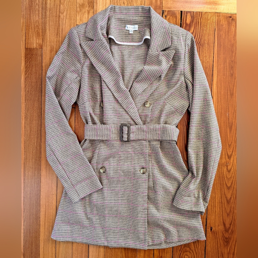 Kit + Sky Plaid Blazer Dress Small